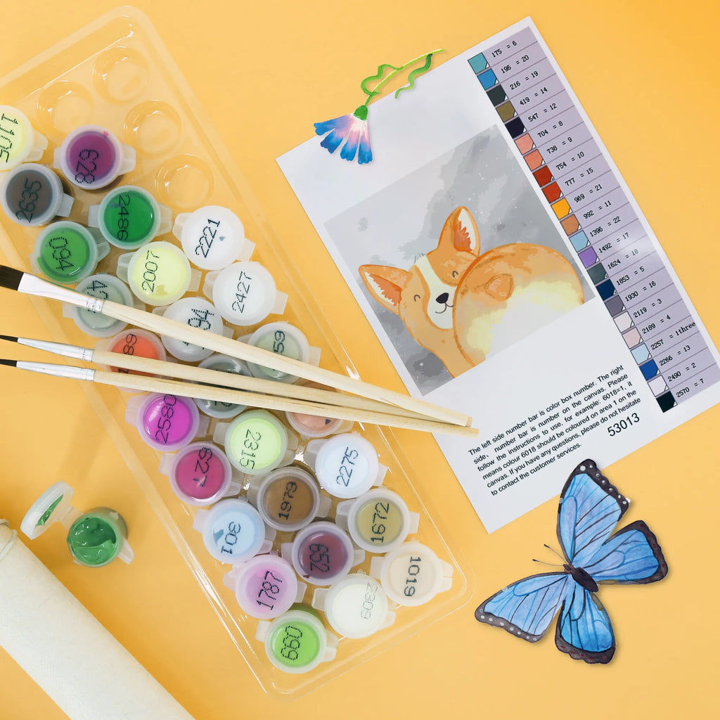 Paint by Numbers cut off corgi buttocks Motiv Kunstwerk, Ausmalbild, Malen nach Zahlen, Hund, Hundemotiv, Haustier, Hunderasse, Tierliebhaber, Hundebesitzer, Sprüche, Hundeliebe, Selbstliebe, Motivation, Spruch, Corgie