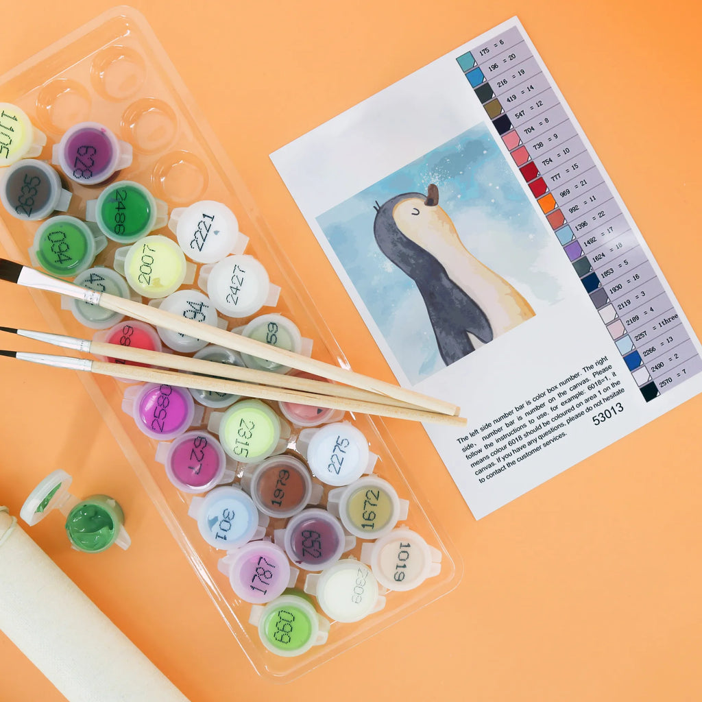 Malen nach Zahlen Pinguin marschieren Motiv