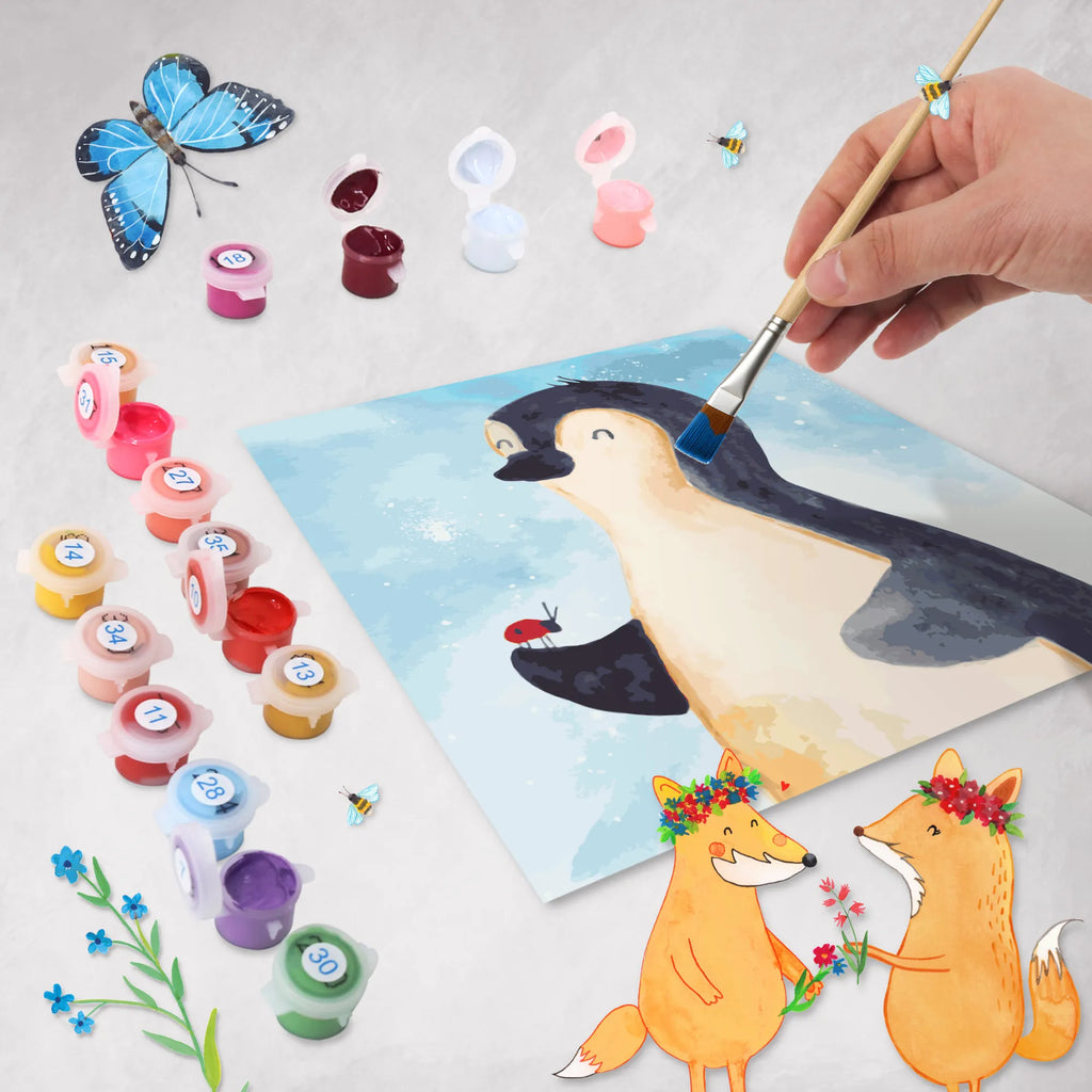 Paint by Numbers cut off Penguin ladybug Motiv Penguin, North Pole, Winter, Penguins, penguins, love, happiness, joy of life, joy, ladybird, wonder