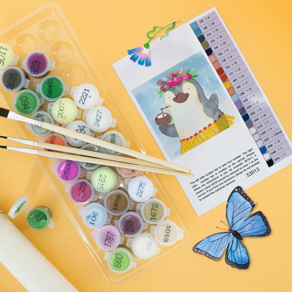 Paint by Numbers cut off Penguin coconut Motiv Penguin, North Pole, Winter, Penguins, Hawaii, vacation, aloha, penguins, coconut