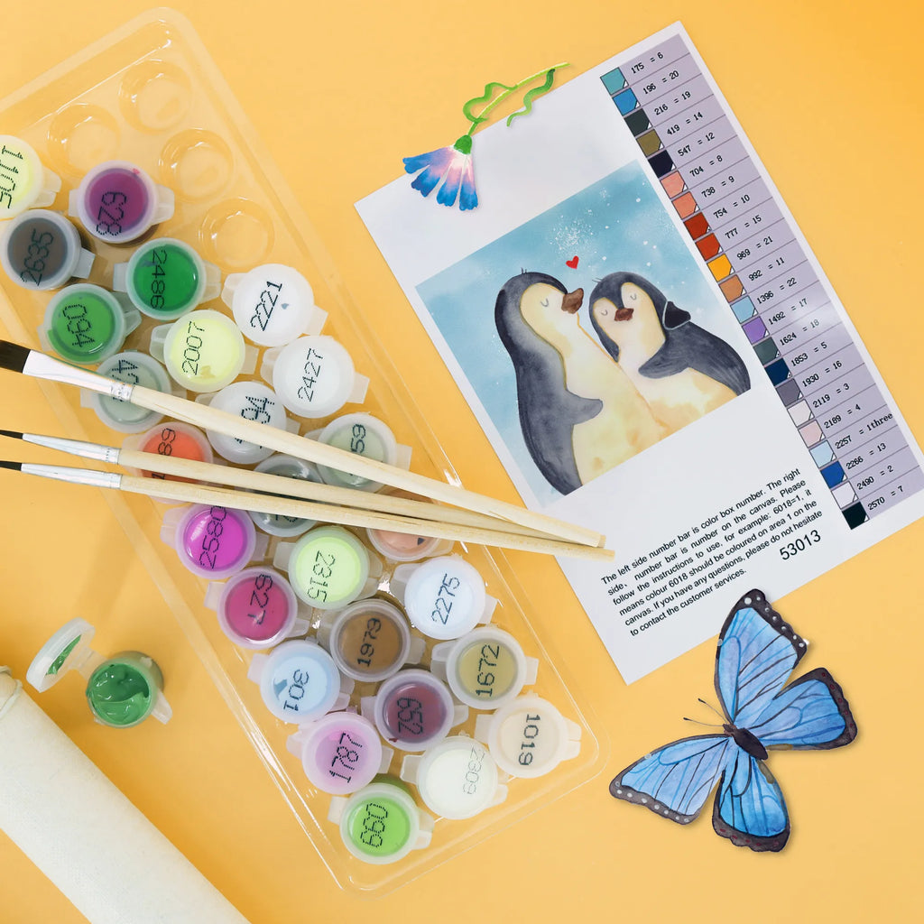 Malen nach Zahlen Pinguin umarmen Motiv Kunstwerk, Malen nach Zahlen, Ausmalbild, Pinguin, Liebesgeschenk, Liebesbeweis, Jahrestag, Hochzeit, Hochzeitsgeschenk, Liebespaar, Liebe, Verlobung, Hochzeitstag