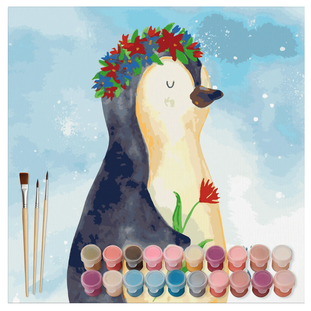 Malen nach Zahlen Pinguin Blumen Motiv Malen nach Zahlen, malen nach zahlen set, diy set, leinwand malset, kreativ set, malset, zahlenbilder, Pinguin, Pinguine, Leben, Liebeskummer, Blumenkranz, Wünsche, Geschenkidee, Lebenslust, Ziele, Lebensziele, Universum, Motivation