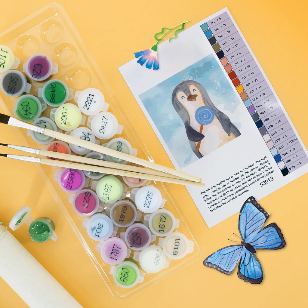 Malowanie według numerów odcięty pingwin lizak Motiv Künstler, Kreativität, Ausmalbild, Kunstwerk, Malen nach Zahlen, Baseln, DIY, Bastelidee, Malen, Pinguin, Süßigkeiten, Lolli, Gauner, Blödsinn, Pinguine, Ganove, Rebell, Rabauke, Spruch