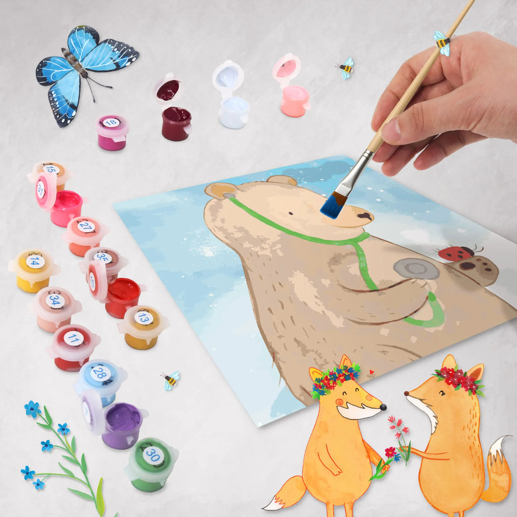 Malowanie według numerów odcięty niedźwiedź lekarz Motiv DIY, Bastelidee, Baseln, Malen nach Zahlen, Kunstwerk, Kreativität, Malen, Künstler, Ausmalbild, Bär, Teddy, Teddybär, Professorin, Professor, Arzt, Doktor, Ärztin, Doktorin