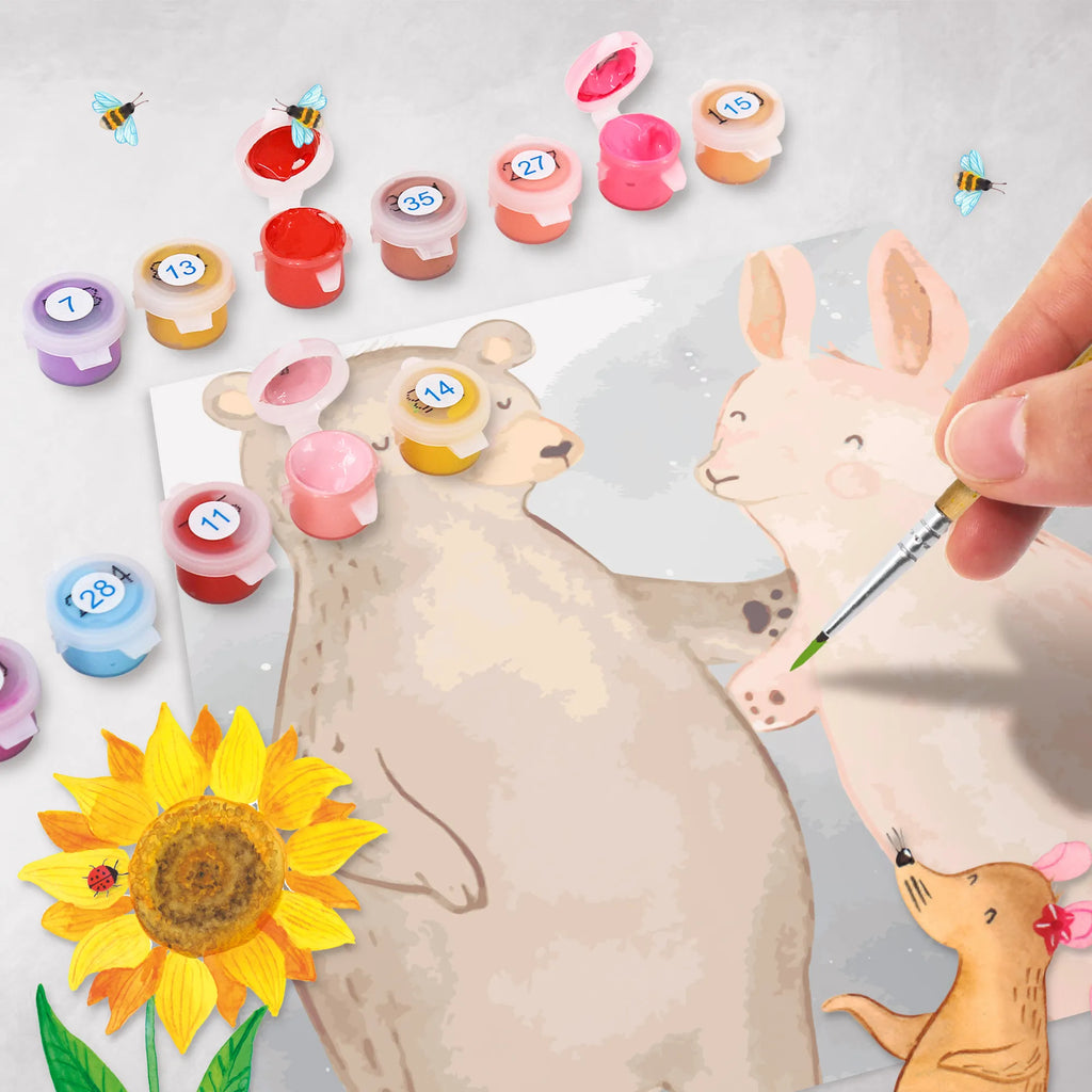 Malowanie według numerów odcięty Niedźwiedź i królik Przytulać Motiv Kreativität, Malen, Ausmalbild, Künstler, Kunstwerk, DIY, Malen nach Zahlen, Bastelidee, Baseln, Liebe, Partner, Freund, Freundin, Ehemann, Ehefrau, Heiraten, Verlobung, Heiratsantrag, Liebesgeschenk, Jahrestag, Hocheitstag, bester Freund, Bär, Hase, Freunde, best friends, Bärchen
