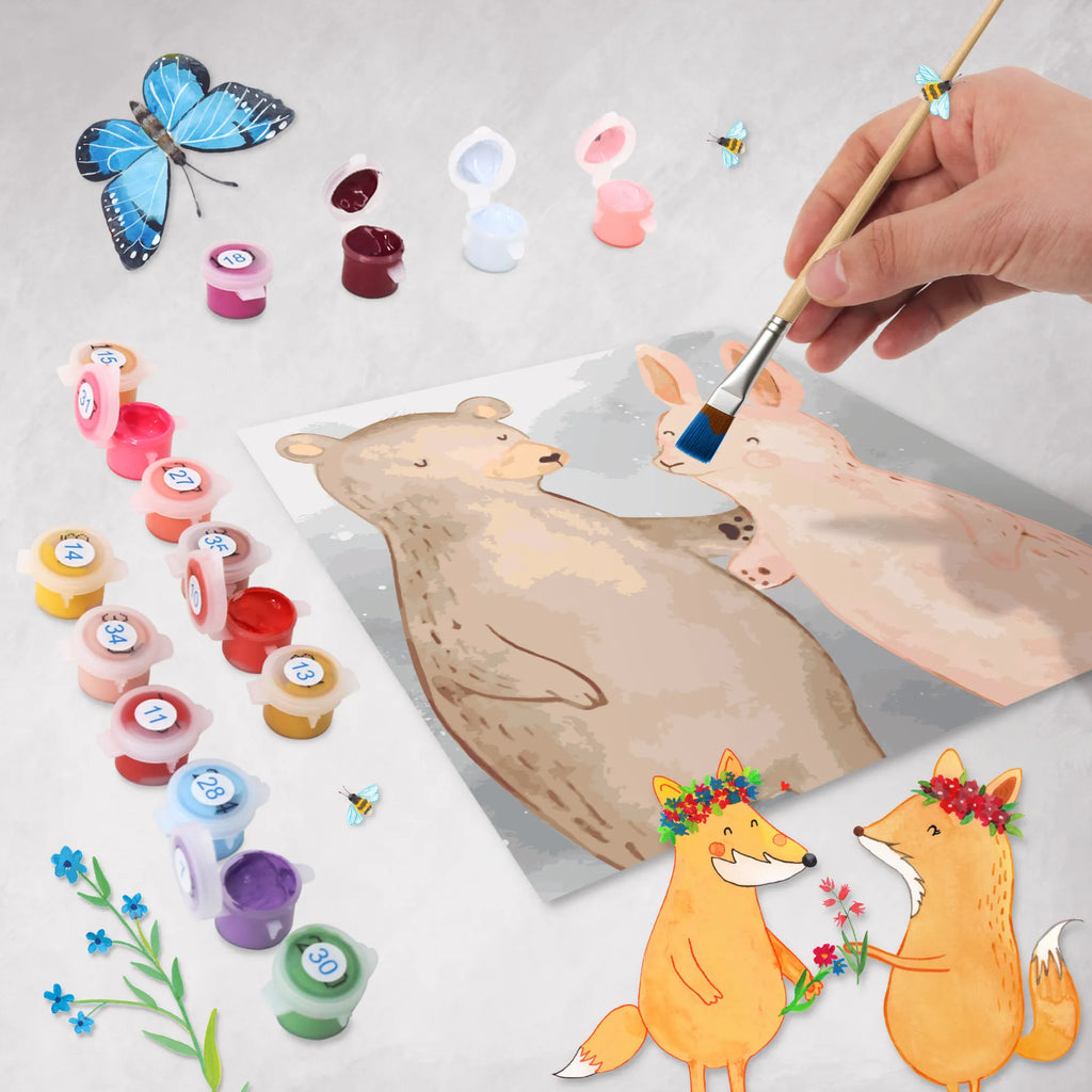 Malowanie według numerów odcięty Niedźwiedź i królik Przytulać Motiv Kreativität, Malen, Ausmalbild, Künstler, Kunstwerk, DIY, Malen nach Zahlen, Bastelidee, Baseln, Liebe, Partner, Freund, Freundin, Ehemann, Ehefrau, Heiraten, Verlobung, Heiratsantrag, Liebesgeschenk, Jahrestag, Hocheitstag, bester Freund, Bär, Hase, Freunde, best friends, Bärchen