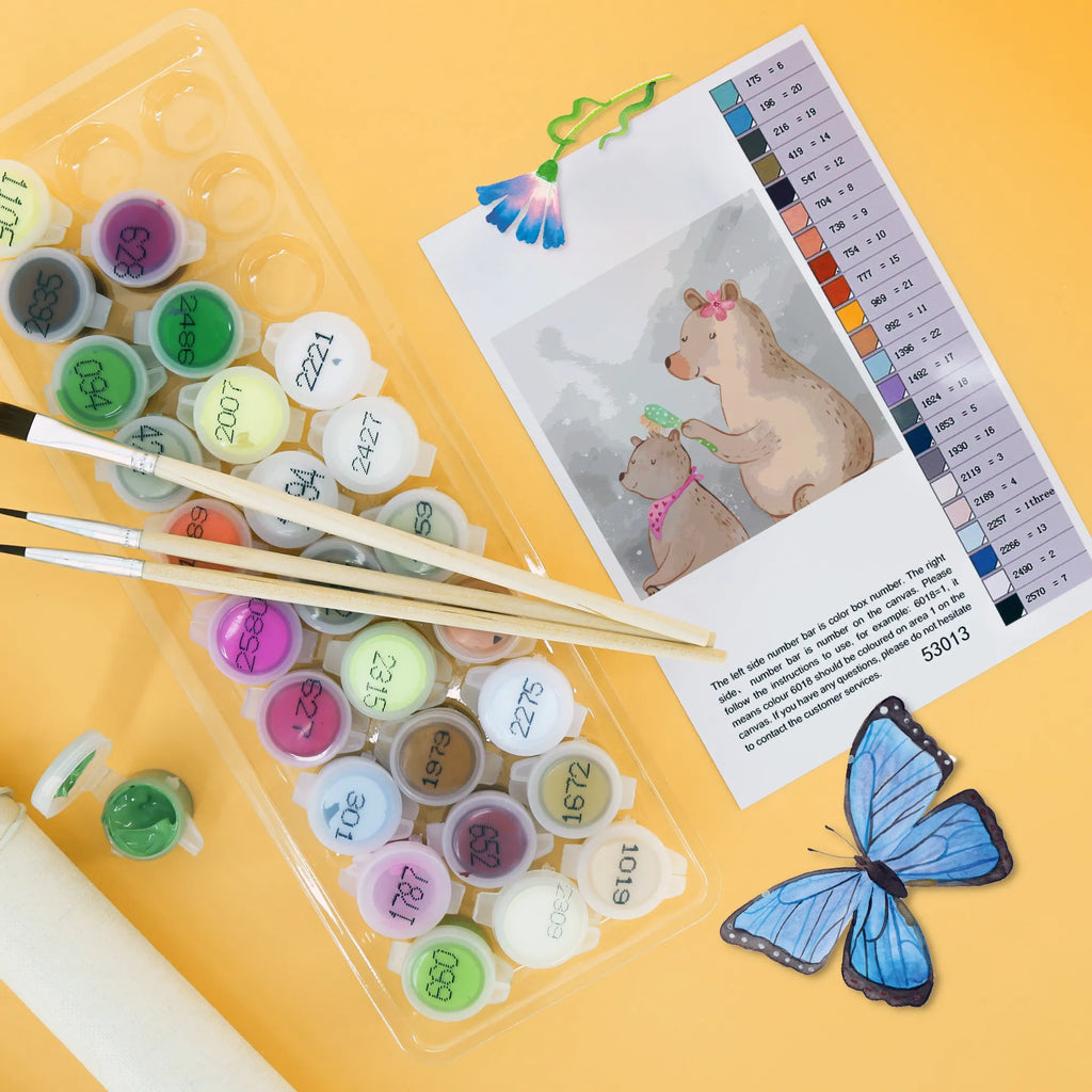 Malowanie według numerów odcięty niedźwiedź dziecko Motiv Rodzina, Dzień Ojca, Dzień Matki, brat, siostra, mama, tata, babcia, dziadek