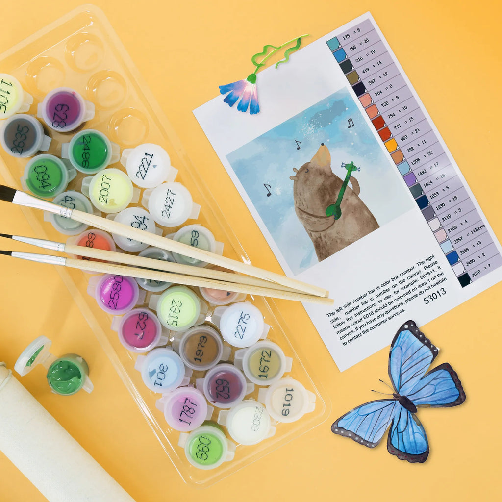 Paint by Numbers cut off bear guitar Motiv kreativ set, zahlenbilder, Malen nach Zahlen, diy set, malset, leinwand malset, malen nach zahlen set, Teddybär, Bär, Teddy