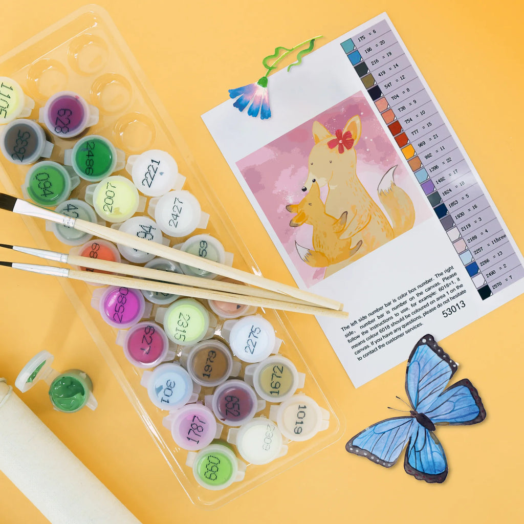 Paint by Numbers cut off Fox mummy Motiv DIY, Kreativität, Kunstwerk, Baseln, Ausmalbild, Malen, Bastelidee, Künstler, Malen nach Zahlen, Familie, Vatertag, Muttertag, Bruder, Schwester, Mama, Papa, Oma, Opa, Mutter, Lieblingstochter, Beste Tochter, Geschenk, Tochter