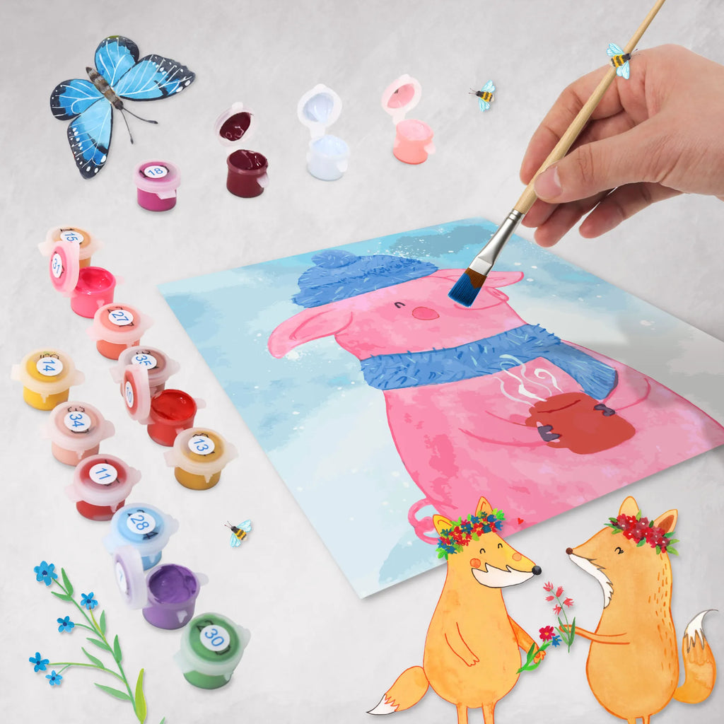 Paint by Numbers cut off Pig Mulled wine Motiv Winter, Christmas, Christmas time, snow, punch, Christmas market, mulled pig, mulled wine