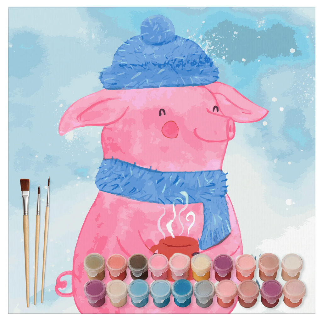 Paint by Numbers cut off Pig Mulled wine Motiv Winter, Christmas, Christmas time, snow, punch, Christmas market, mulled pig, mulled wine