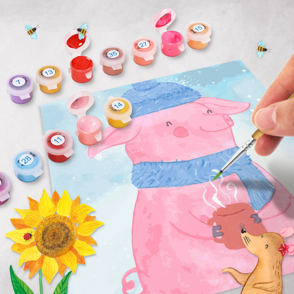 Paint by Numbers cut off Pig Mulled wine Motiv Winter, Christmas, Christmas time, snow, punch, Christmas market, mulled pig, mulled wine