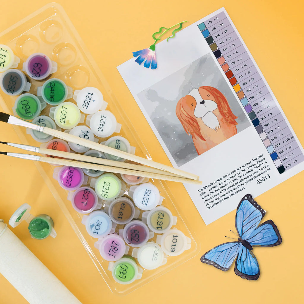 Paint by Numbers cut off Dog Cavalier King Charles Spaniel Motiv dog, mutt, hound, woof, dog mama, dog breed, love dogs, love for dogs, dog decorative items, bag with dog print, funny gifts for dog owners, what do you give a dog lover, Christmas gifts for dogs, gifts for dogs, dog sayings, Dog, most beautiful dog, Spaniel, Cocker Spaniel, Sayings, Cavalier King Charles Spaniel