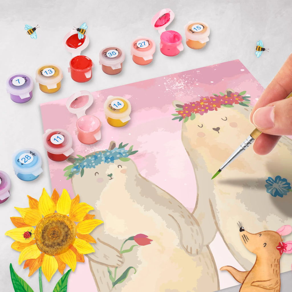 Malowanie według numerów odcięty Niedźwiedzie z wianuszkiem Motiv Rodzina, Dzień Ojca, Dzień Matki, brat, siostra, mama, tata, babcia, dziadek