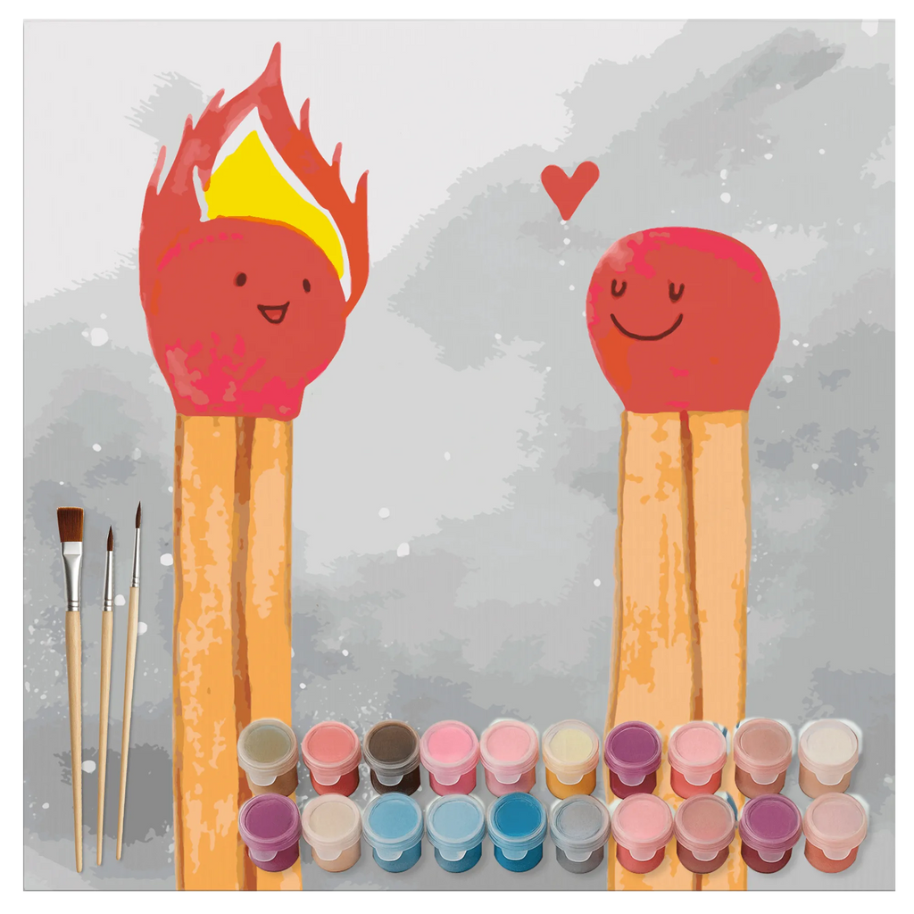 Paint by Numbers cut off Matches Motiv Kunstwerk, Kreativität, DIY, Künstler, Bastelidee, Baseln, Malen, Malen nach Zahlen, Ausmalbild, Liebe, Partner, Freund, Freundin, Ehemann, Ehefrau, Heiraten, Verlobung, Heiratsantrag, Liebesgeschenk, Jahrestag, Hocheitstag, Streichhölzer