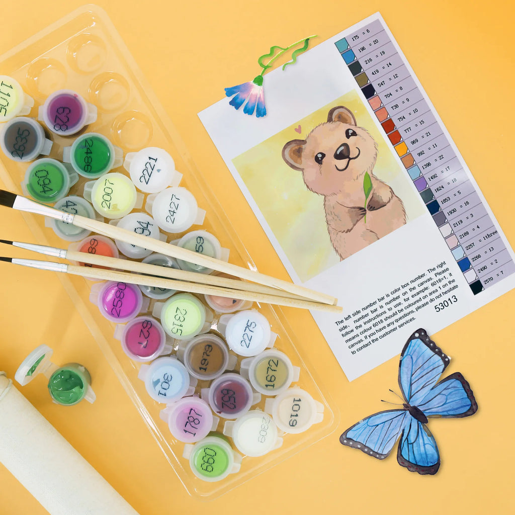 Malowanie według numerów odcięty Quokka Szczęśliwy Motiv Motywy zwierzęce, dobra energia, zabawne powiedzonka, zwierzęta