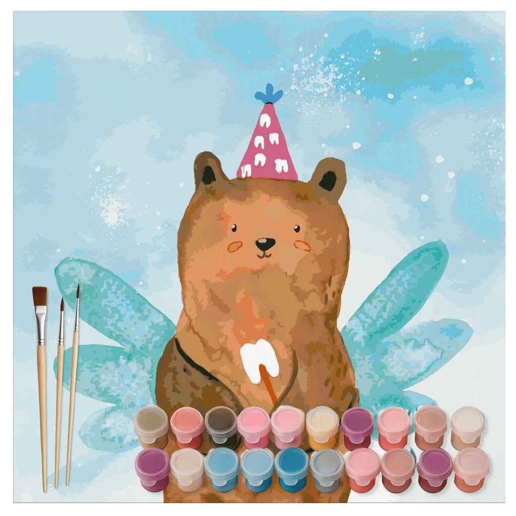 Paint by Numbers cut off bear tooth fairy Motiv bear, teddy, teddy bear, cuddly toy, Tooth fairy, fairy, milk tooth, first tooth