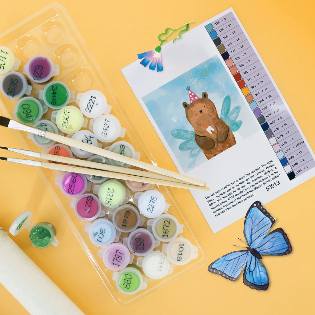 Paint by Numbers cut off bear tooth fairy Motiv bear, teddy, teddy bear, cuddly toy, Tooth fairy, fairy, milk tooth, first tooth