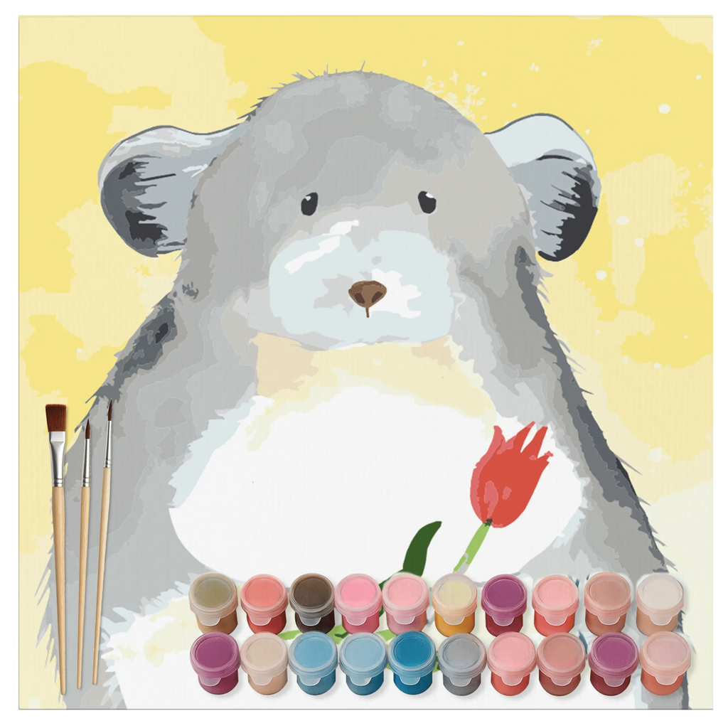 Paint by Numbers cut off chinchilla flower Motiv small animals, cute, funny, cute animal motives, hand drawn, small world, funny sayings, good mood, happy, gifts, gift ideas, special gifts, animal lover, card, grief, chaos, happiness, chinchilla, being sad, heartache, office life, depression, office, chinchillas