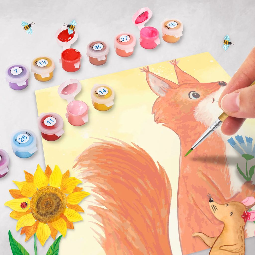 Paint by Numbers cut off Squirrel flower Motiv small animals, cute, funny, cute animal motives, hand drawn, small world, funny sayings, good mood, happy, gifts, gift ideas, special gifts, animal lover, card, fun, positive saying, Squirrel, laughter, happy saying, saying decoration, squirrel, motivation sayings, motivation pictures