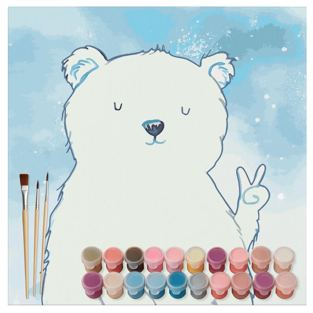 Paint by Numbers cut off Icebear Lazy Motiv Kunstwerk, Ausmalbild, Malen nach Zahlen, Bär, Teddy, Teddybär, Arbeitsplatz, Arbeit, Bürojob, Eisbär, Entspannen, Relaxen, Büro, Homeoffice, Faul, Nordpol