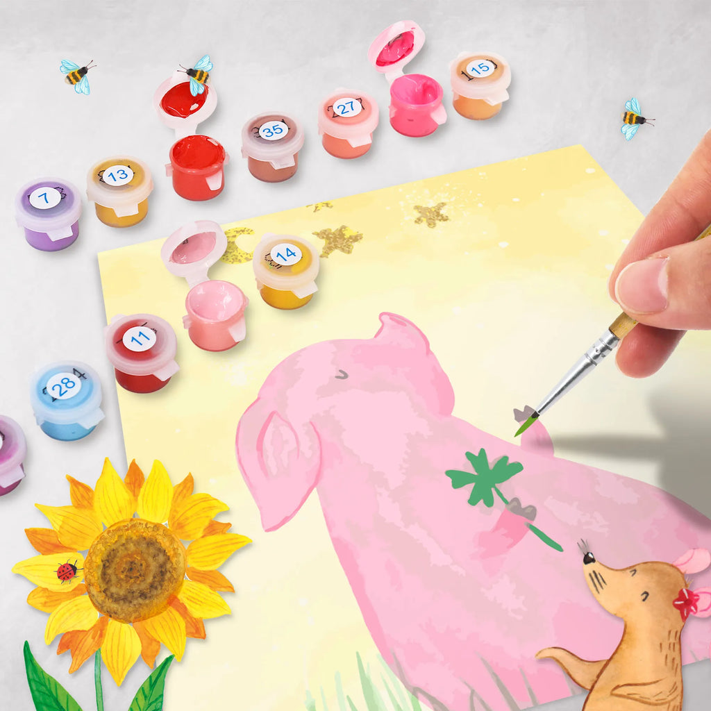 Paint by Numbers cut off Pig Luck Motiv Malen nach Zahlen, Kunstwerk, Ausmalbild, Tiermotive, Gute Laune, lustige Sprüche, Tiere, Sterne, Schweinchen, Sernchen, Schwein, Ziele, Träume, Glücksschwein. Glück, Glücksbringer, Motivation