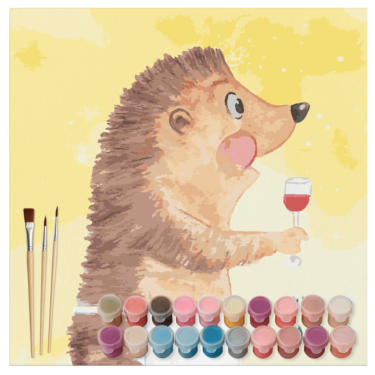 Paint by Numbers cut off Hedgehog wine Motiv card, gift ideas, gifts, small animals, cute, cute animal motives, hand drawn, funny sayings, good mood, special gifts, animal lover, wine saying, red wine, gift wine drinker, gift wine lover, wine glass, white wine, wine decoration, drinking wine