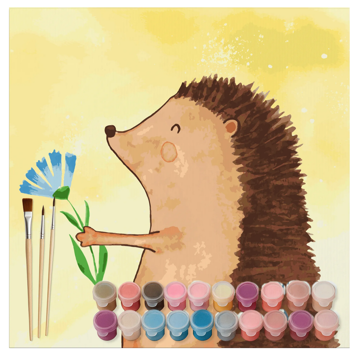Paint by Numbers cut off Hedgehog Flower Motiv card, gift ideas, gifts, small animals, cute, cute animal motives, hand drawn, funny sayings, good mood, special gifts, animal lover, recovery wishes, sick, hospital, visit, get well soon, illness