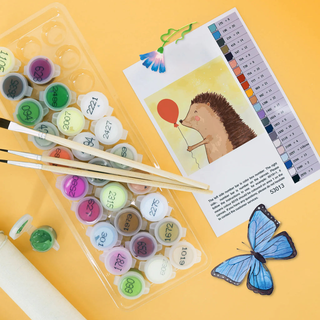 Paint by Numbers cut off Hedgehog balloon Motiv Malen nach Zahlen, Kunstwerk, Ausmalbild, Tiermotive, Gute Laune, lustige Sprüche, Tiere, Geburtstag, Ballon, Igel, Geburtstagskind, Herzlichen Glückwunsch, Glückwunsch, Happy Birthday