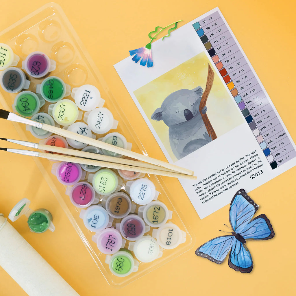 Paint by Numbers cut off koala Motiv Baseln, Kunstwerk, Malen nach Zahlen, Malen, Kreativität, Bastelidee, Ausmalbild, Künstler, DIY, Tiermotive, Gute Laune, lustige Sprüche, Tiere, Bär, Koala, Traum, träumen, Koalabär, Traumland, schlafen, Schlafzimmer