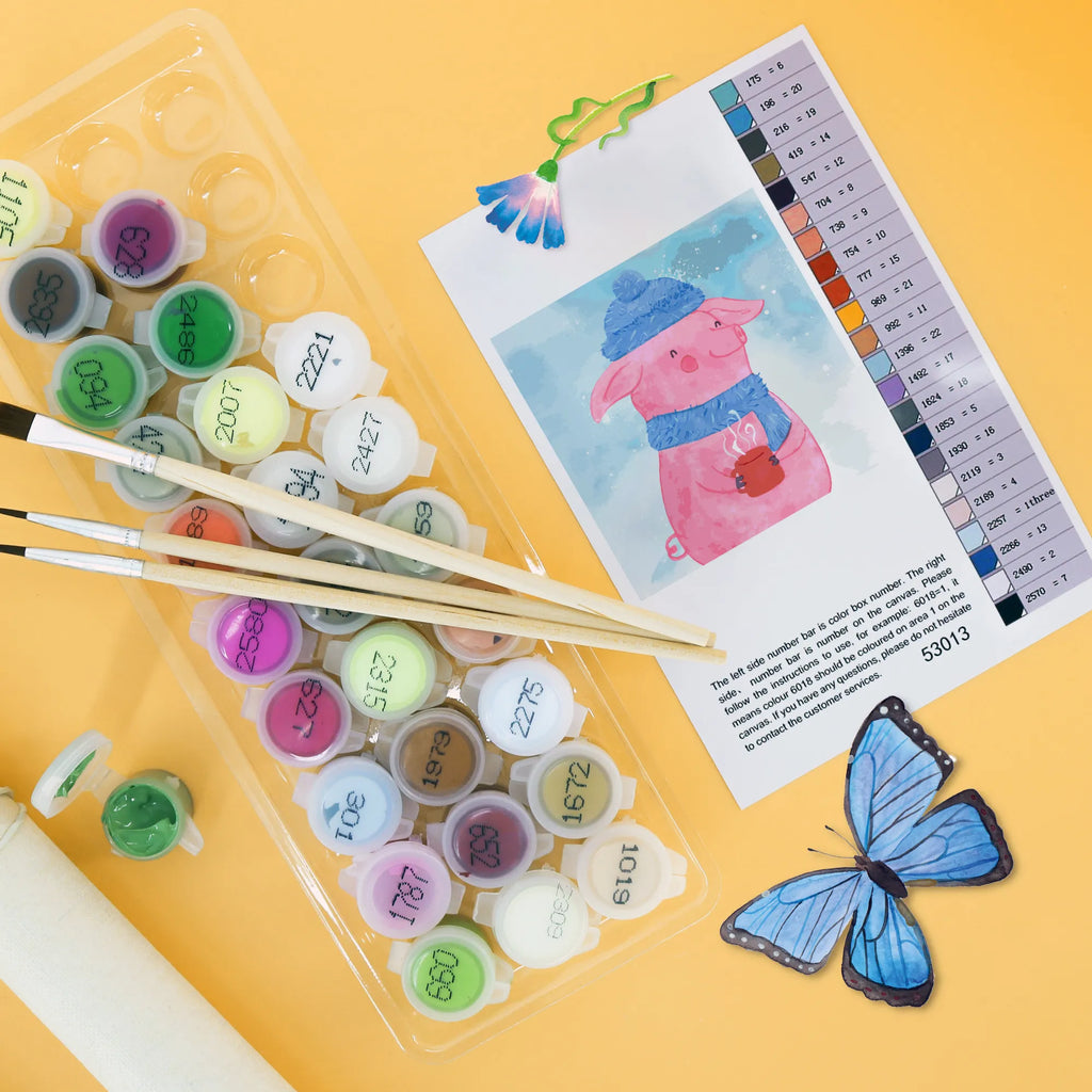 Paint by Numbers cut off Pig Mulled wine Motiv Winter, Christmas, Christmas time, snow, punch, Christmas market, mulled pig, mulled wine