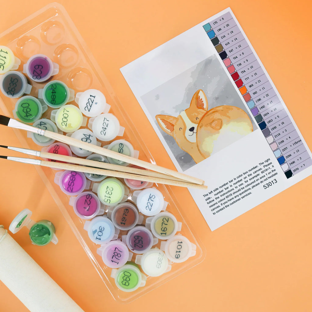 Paint by Numbers cut off corgi buttocks Motiv Kunstwerk, Ausmalbild, Malen nach Zahlen, Hund, Hundemotiv, Haustier, Hunderasse, Tierliebhaber, Hundebesitzer, Sprüche, Hundeliebe, Selbstliebe, Motivation, Spruch, Corgie