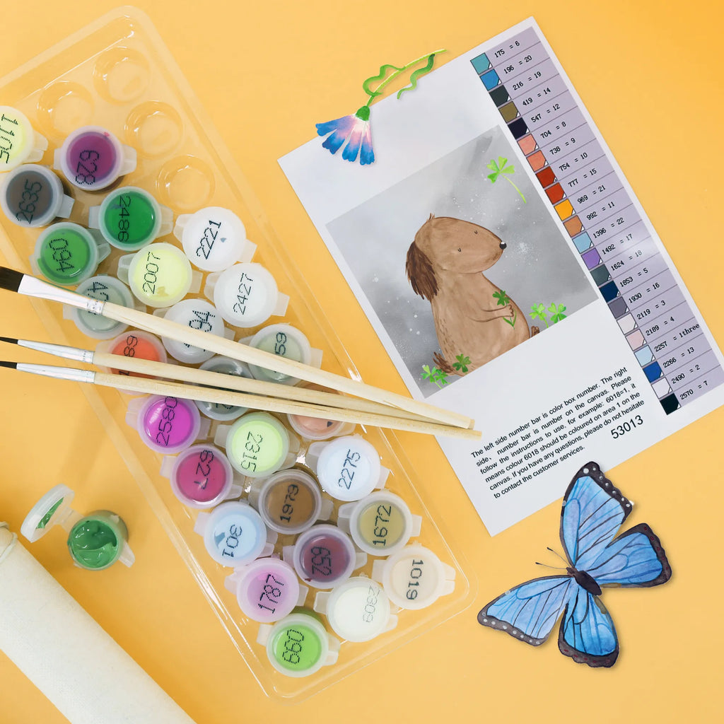 Paint by Numbers cut off Dog shamrock Motiv Künstler, Baseln, Malen nach Zahlen, Kreativität, Kunstwerk, DIY, Ausmalbild, Bastelidee, Malen, Hund, Hundemotiv, Haustier, Hunderasse, Tierliebhaber, Hundebesitzer, Sprüche, Tagträume, Selbstliebe, Achtsamkeit, Glück, Kleeblatt, Geschenk, Glücksbringer, Neuanfang, Motivation