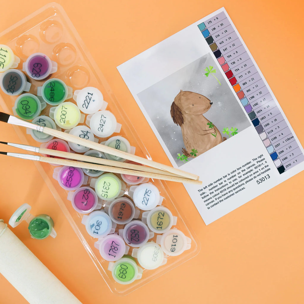 Paint by Numbers cut off Dog shamrock Motiv Künstler, Baseln, Malen nach Zahlen, Kreativität, Kunstwerk, DIY, Ausmalbild, Bastelidee, Malen, Hund, Hundemotiv, Haustier, Hunderasse, Tierliebhaber, Hundebesitzer, Sprüche, Tagträume, Selbstliebe, Achtsamkeit, Glück, Kleeblatt, Geschenk, Glücksbringer, Neuanfang, Motivation