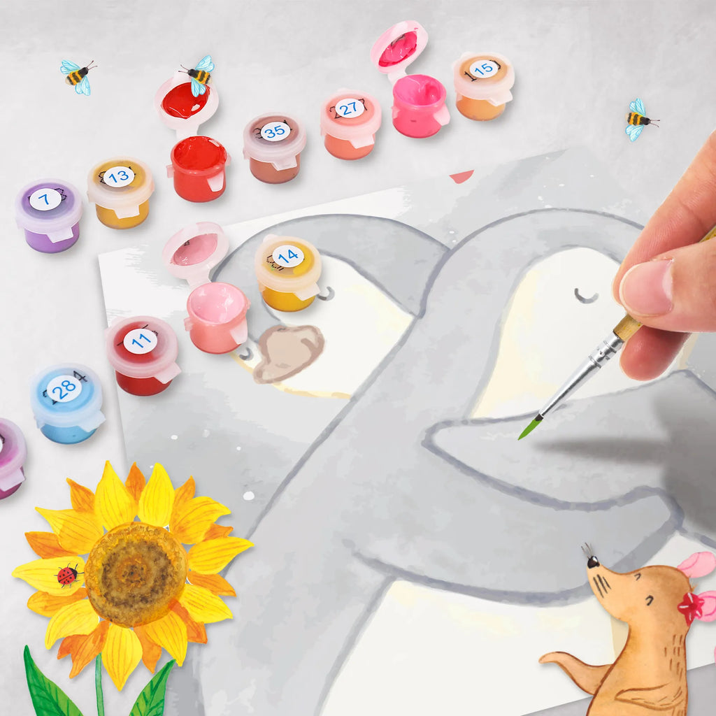 Malowanie według numerów odcięty Pingwiny przytulanie Motiv Miłość, partner, przyjaciel, przyjaciółka, mąż, żona, wesele, zaręczyny, prośba o rękę, prezent miłosny, rocznica, dzień ślubu