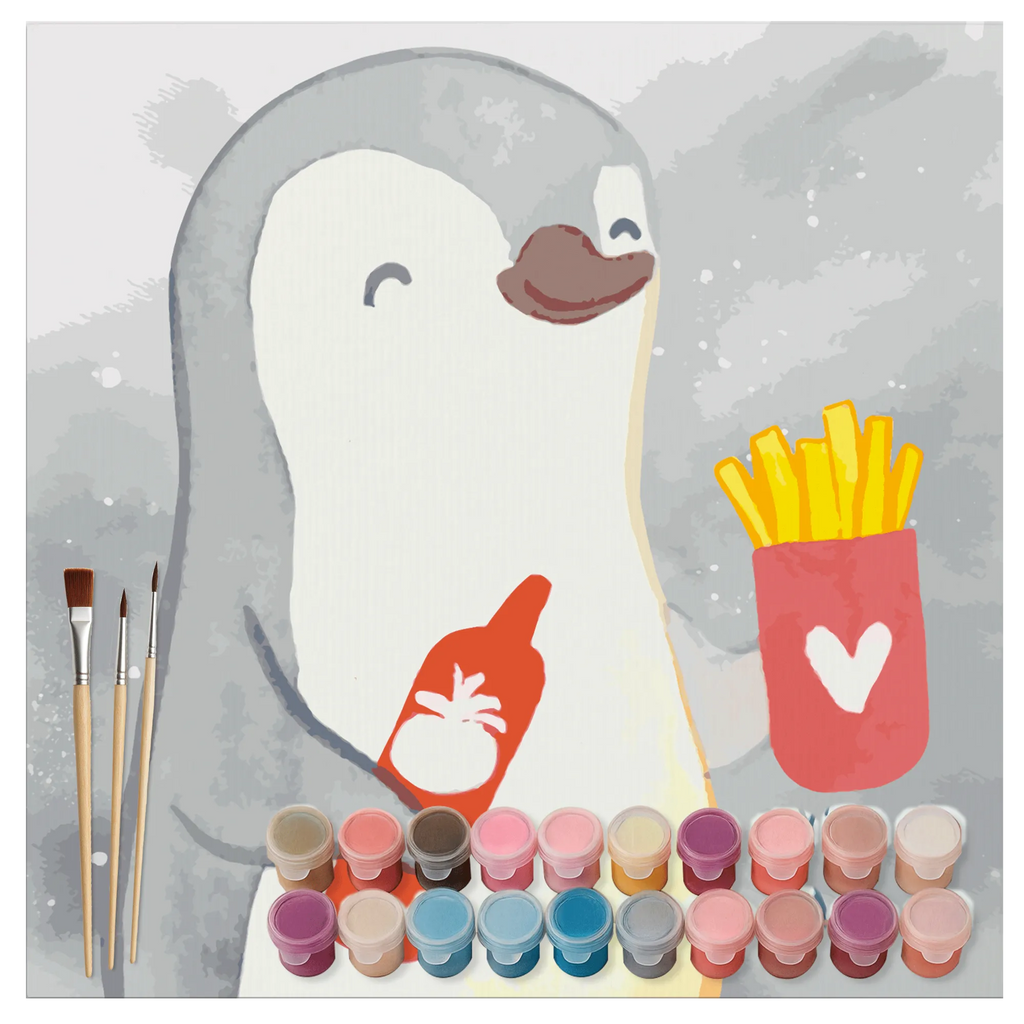 Malowanie według numerów odcięty pingwin frytki Motiv Miłość, partner, przyjaciel, przyjaciółka, mąż, żona, wesele, zaręczyny, prośba o rękę, prezent miłosny, rocznica, dzień ślubu