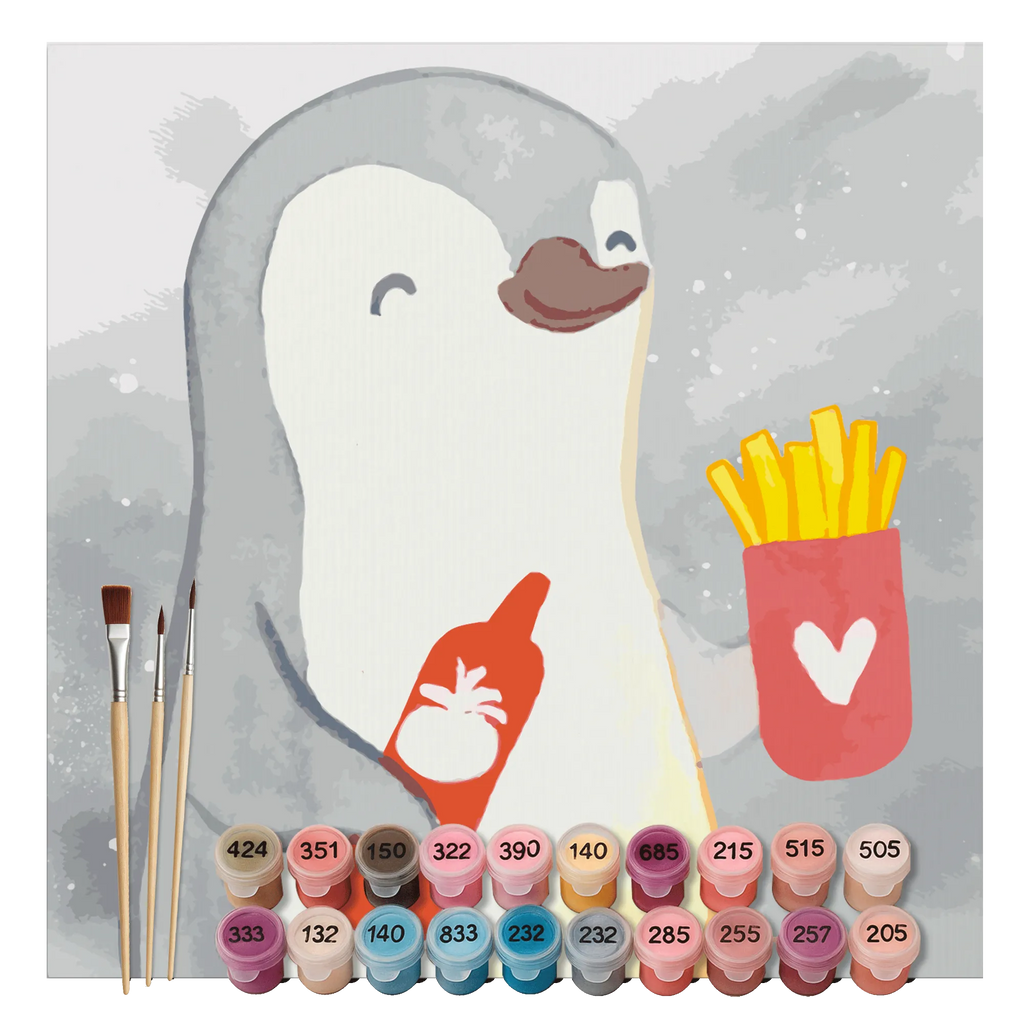 Malowanie według numerów odcięty pingwin frytki Motiv Miłość, partner, przyjaciel, przyjaciółka, mąż, żona, wesele, zaręczyny, prośba o rękę, prezent miłosny, rocznica, dzień ślubu