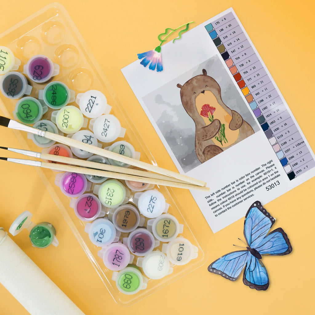 Paint by Numbers cut off otter Bunch of flowers Motiv kreativ set, Malen nach Zahlen, leinwand malset, malset, zahlenbilder, diy set, malen nach zahlen set, Otter, Fischotter, Seeotter, Otter Seeotter See Otter