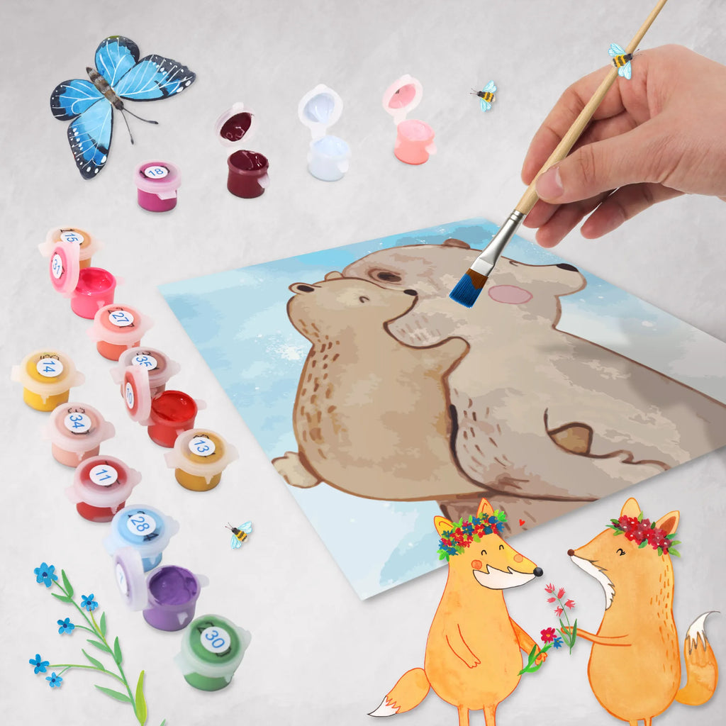 Malowanie według numerów odcięty Tata Niedźwiedź Motiv Kunstwerk, Malen nach Zahlen, Ausmalbild, Familie, Vatertag, Muttertag, Bruder, Schwester, Mama, Papa, Oma, Opa, Vater, Onkel, Papi, Vati, Geschenk, Geburtstag