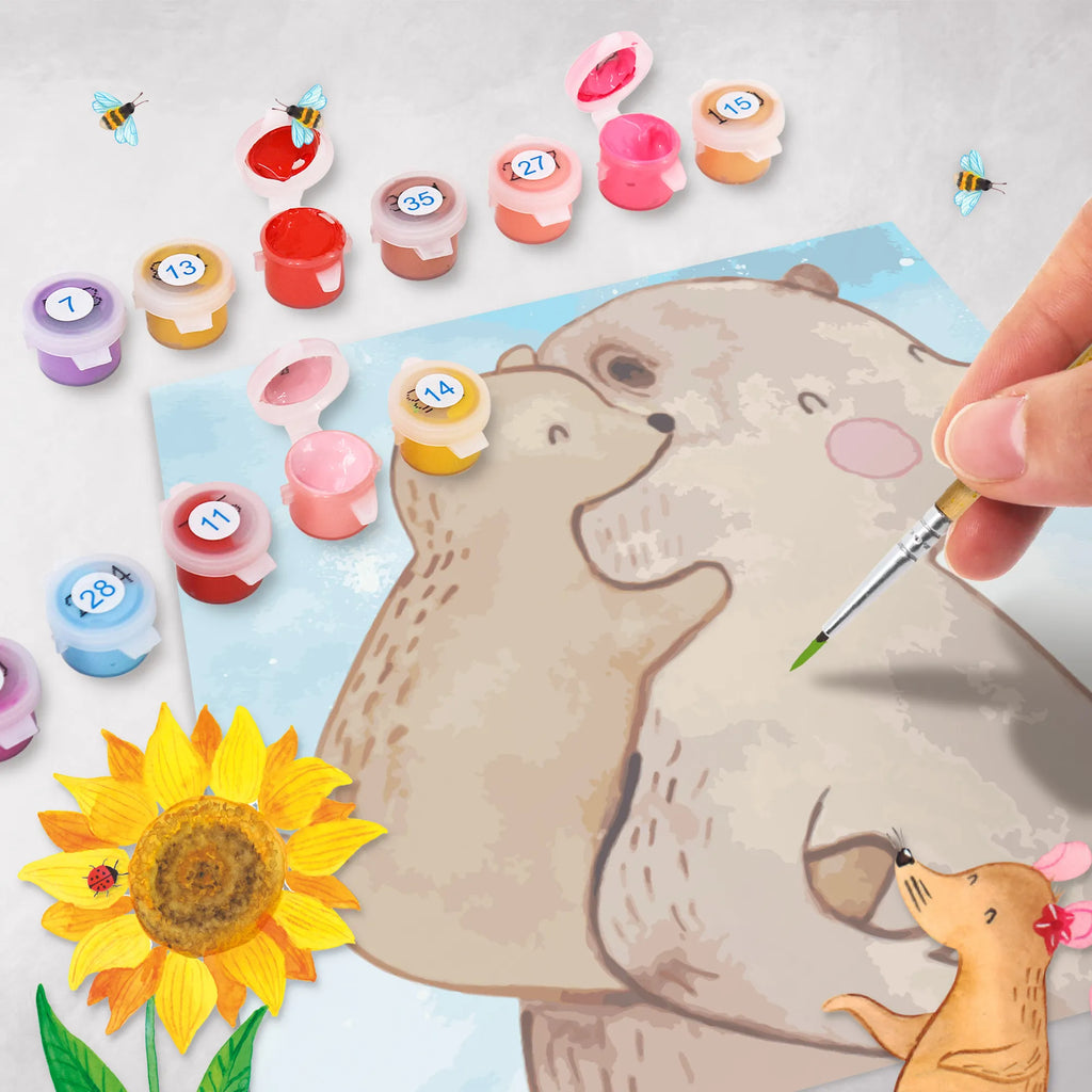 Malowanie według numerów odcięty Tata Niedźwiedź Motiv Kunstwerk, Malen nach Zahlen, Ausmalbild, Familie, Vatertag, Muttertag, Bruder, Schwester, Mama, Papa, Oma, Opa, Vater, Onkel, Papi, Vati, Geschenk, Geburtstag