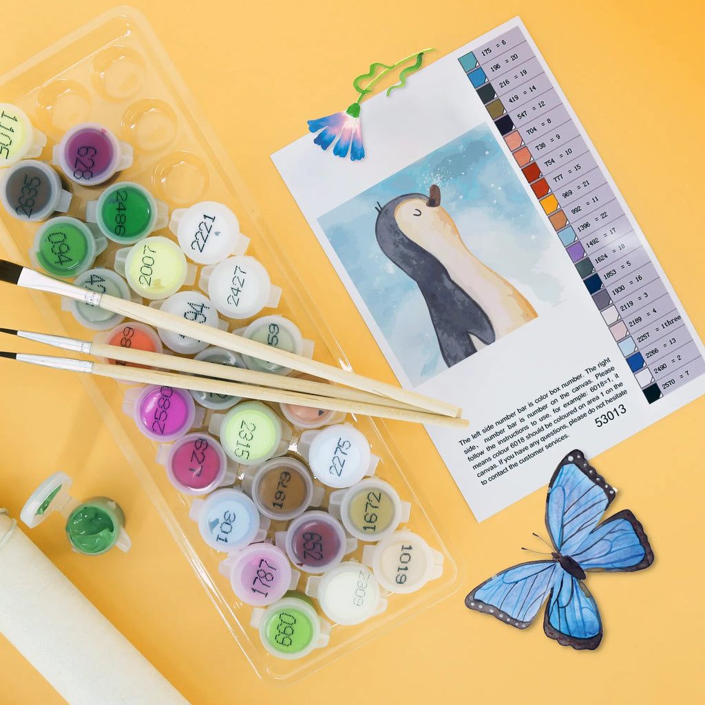 Malowanie według numerów odcięty Pingwin maszerować Motiv Malen nach Zahlen, Ausmalbild, Kunstwerk, Pinguin, Schwester, Pinguine, Familie, Frühaufsteher, Bruder, Langschläfer