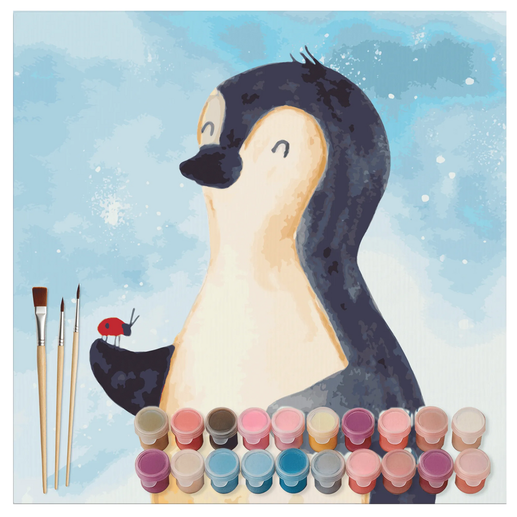 Paint by Numbers cut off Penguin ladybug Motiv Penguin, North Pole, Winter, Penguins, penguins, love, happiness, joy of life, joy, ladybird, wonder