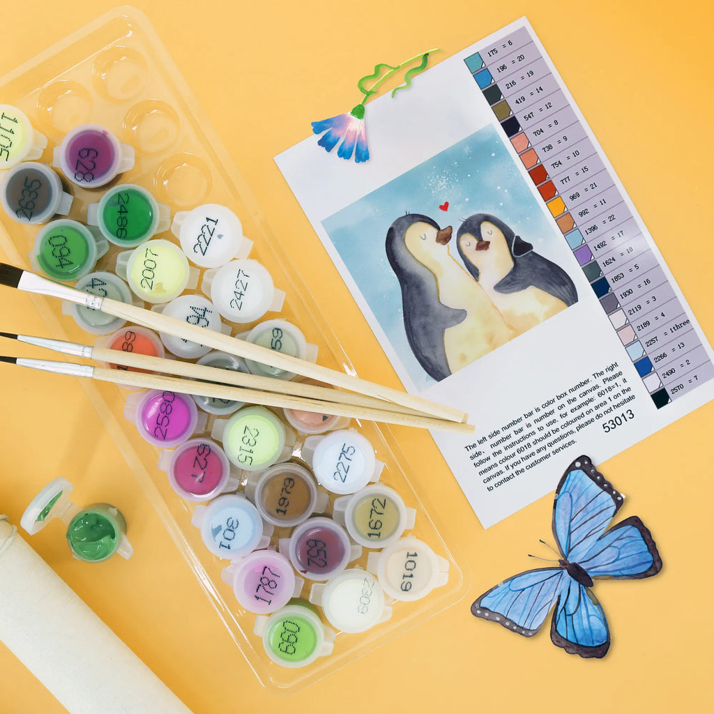 Malen nach Zahlen Pinguin umarmen Motiv Kunstwerk, Malen nach Zahlen, Ausmalbild, Pinguin, Liebesgeschenk, Liebesbeweis, Jahrestag, Hochzeit, Hochzeitsgeschenk, Liebespaar, Liebe, Verlobung, Hochzeitstag