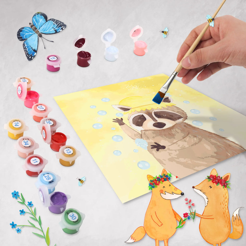 Malen nach Zahlen Waschbär Motiv Künstler, Malen nach Zahlen, Bastelidee, Kunstwerk, Kreativität, Baseln, Malen, Ausmalbild, DIY, Tiermotive, Gute Laune, lustige Sprüche, Tiere, Tagträumen, Waschbär, Seifenblasen, Plan, waschen, Fröhlich