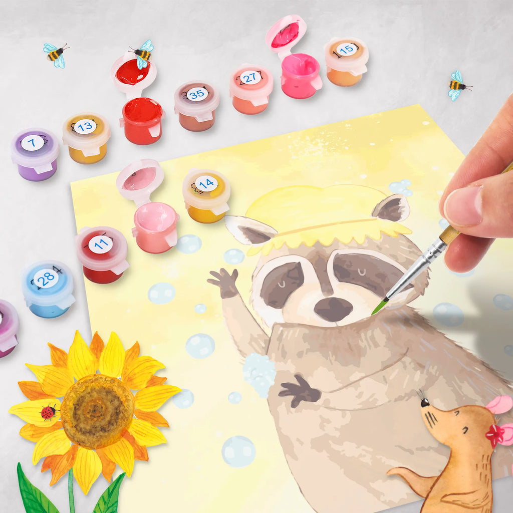 Malen nach Zahlen Waschbär Motiv Künstler, Malen nach Zahlen, Bastelidee, Kunstwerk, Kreativität, Baseln, Malen, Ausmalbild, DIY, Tiermotive, Gute Laune, lustige Sprüche, Tiere, Tagträumen, Waschbär, Seifenblasen, Plan, waschen, Fröhlich