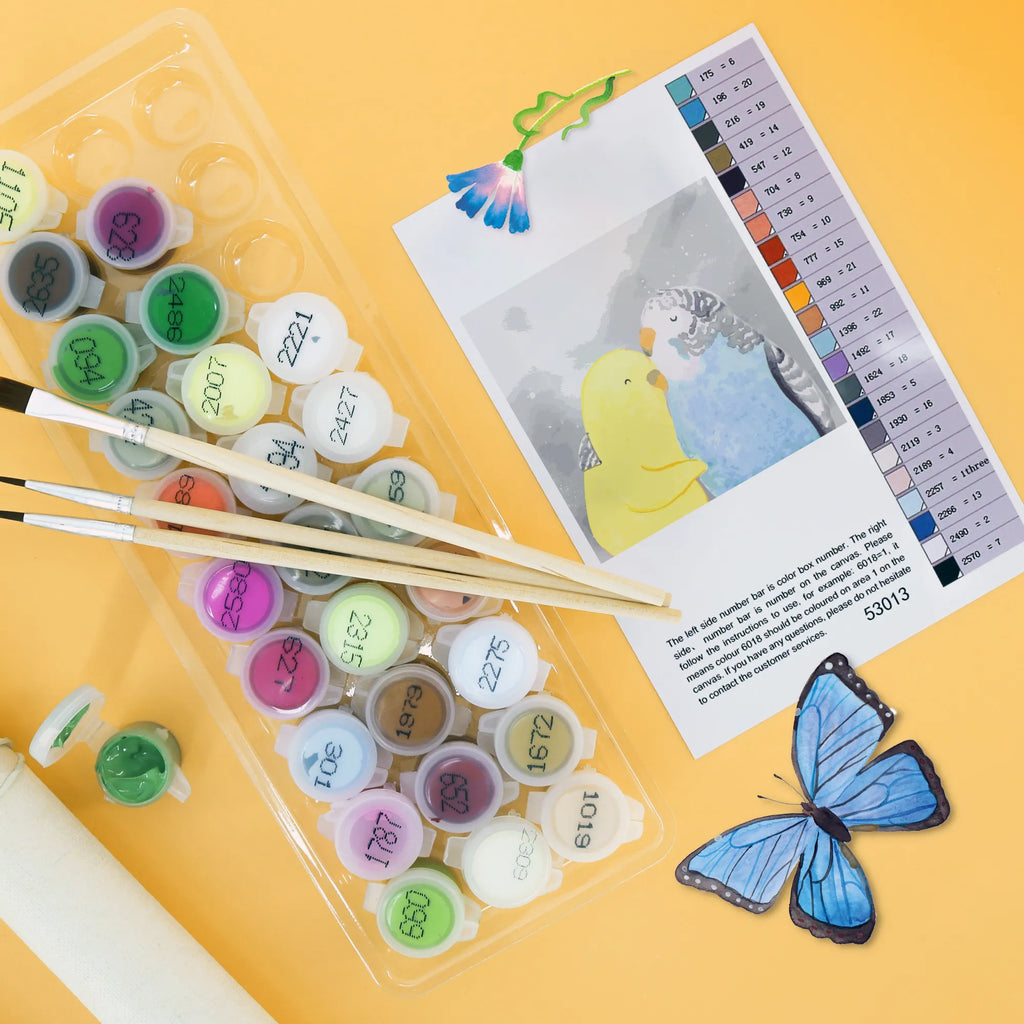 Malen nach Zahlen Wellensittich Liebe Motiv Bastelidee, Ausmalbild, Malen, Kreativität, Baseln, Malen nach Zahlen, DIY, Künstler, Kunstwerk, Liebe, Partner, Freund, Freundin, Ehemann, Ehefrau, Heiraten, Verlobung, Heiratsantrag, Liebesgeschenk, Jahrestag, Hocheitstag, Wellensittich, Kuscheln, Nähe, Vertrauen, Vögel