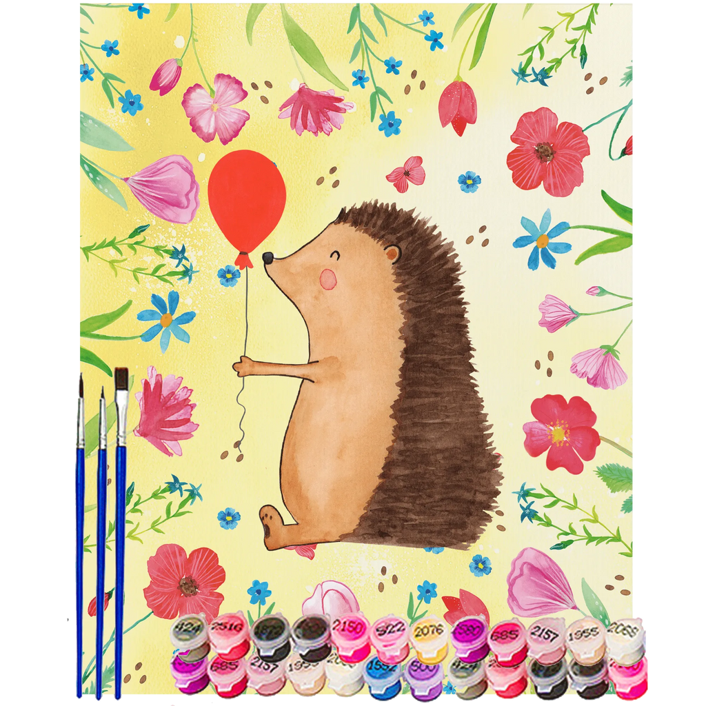 Paint by Numbers Hedgehog balloon small animals, cute, funny, cute animal motives, hand drawn, small world, funny sayings, good mood, happy, gifts, gift ideas, special gifts, animal lover, card, Happy Birthday, Birthday Child, hedgehog, Birthday, Balloon