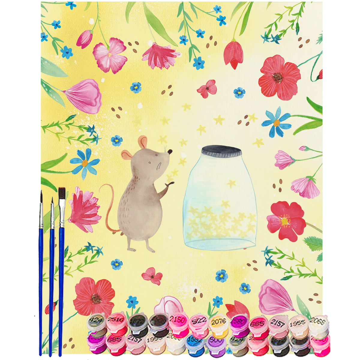 Paint by Numbers Mouse Stars small animals, cute, funny, cute animal motives, hand drawn, small world, funny sayings, good mood, happy, gifts, gift ideas, special gifts, animal lover, card, wish, dreams, baptism, baptism gift, child, stars, birth, pregnancy, child birthday, first child, birthday, hope, Mouse