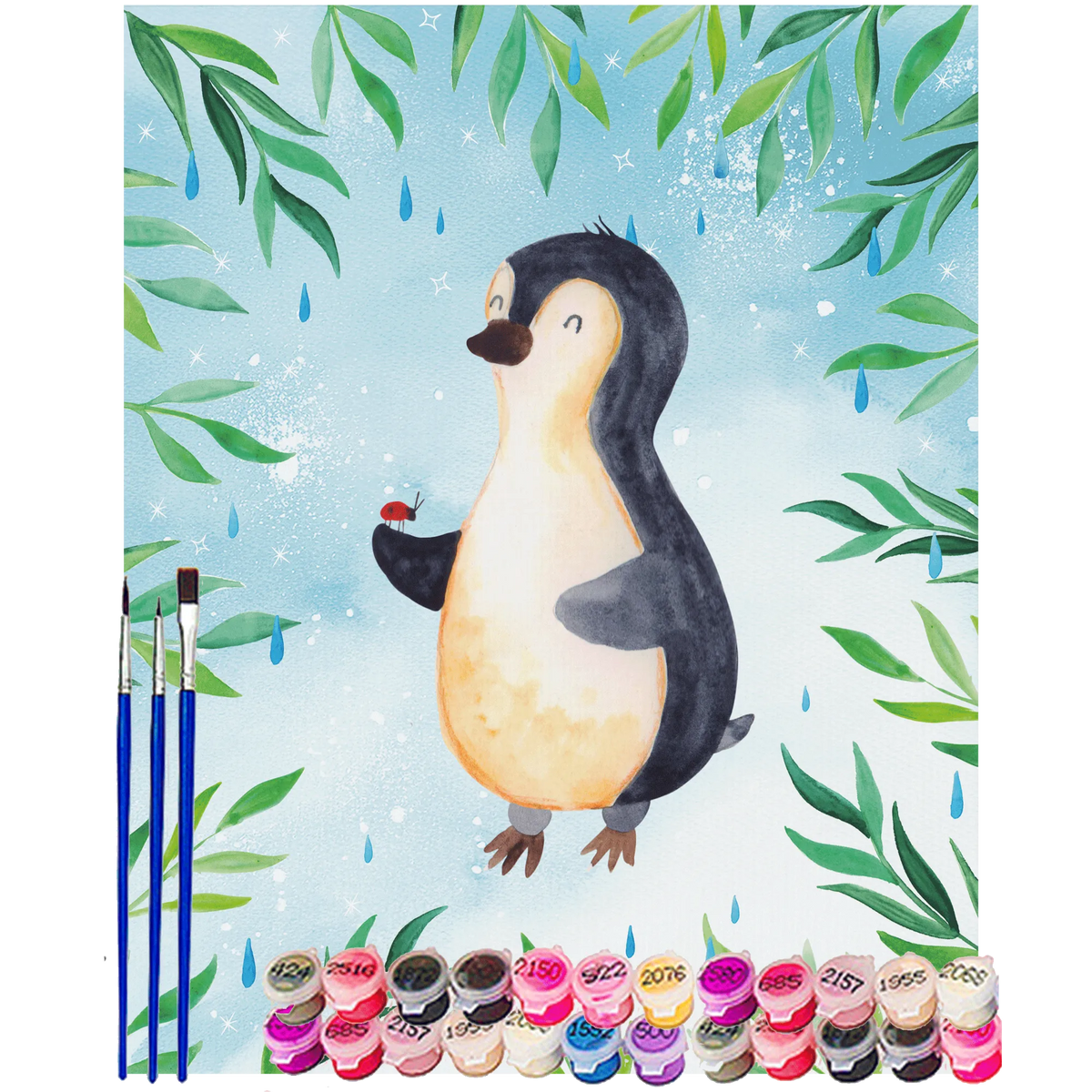 Paint by Numbers Penguin ladybug North Pole, Penguins, penguins, joy, joy of life, wonder, ladybird