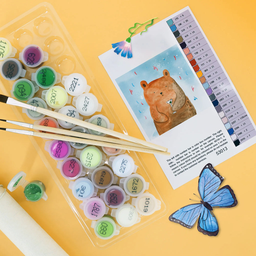 Paint by Numbers cut off bear party Motiv Künstler, DIY, Bastelidee, Kunstwerk, Ausmalbild, Kreativität, Malen nach Zahlen, Malen, Baseln, Bär, Teddy, Teddybär, Party, Abfeiern, Lustig, Geburtstagsgeschenk, Mitbringsel, Geschenk, Geburtstag, Feiern, Gute Laune